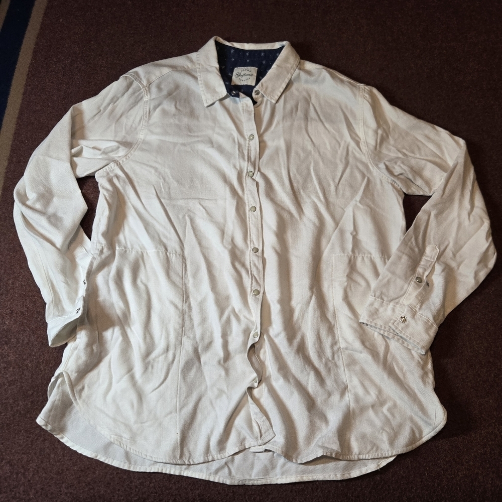 Jachs Girlfriend Super Soft Feel Flannel In Cream Size XXL Pearl Snap Front